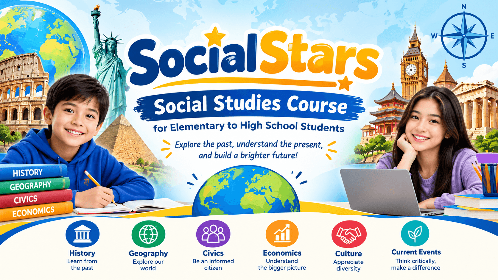 SocialStars: Social Studies Course for Elementary to High School Students